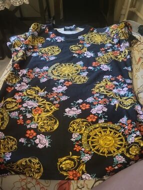 Black Floral & Baroque Sun Print Tee
